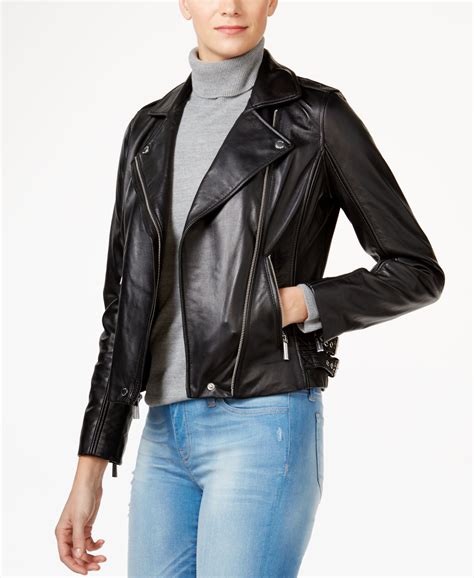 macys michael kors leather jacket men brown|Michael Kors women's fitted jackets.